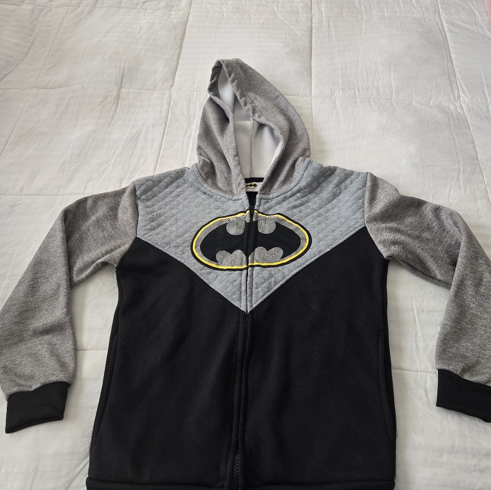 Batman Logo Hoodie with Gray and Black Sleeves